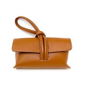 Leather wristlet - camel