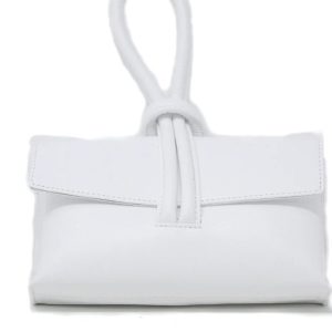White leather wristlet