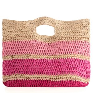 Pink straw tote