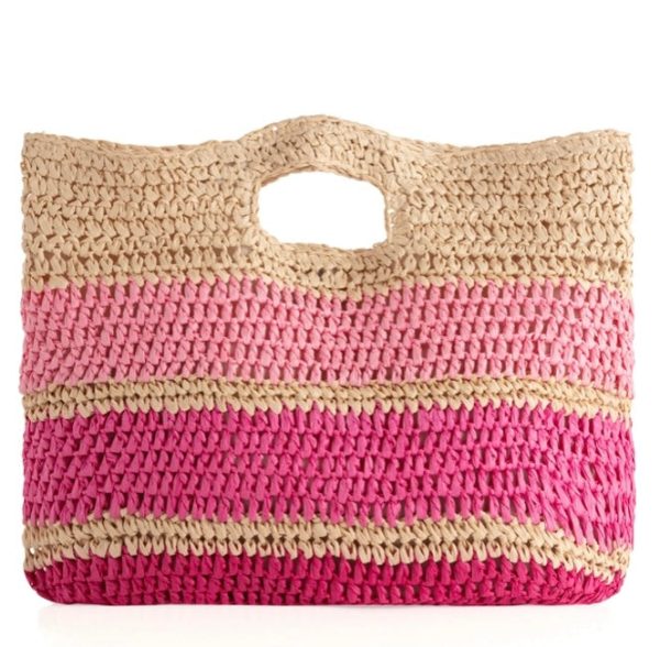 Pink straw tote