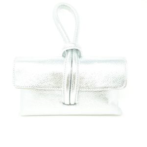 Leather wristlet - silver