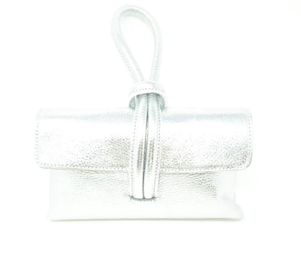 Leather wristlet - silver