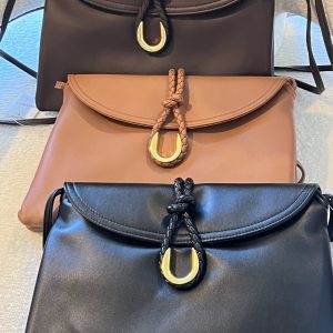 Large Leather Envelope bag with braid closure