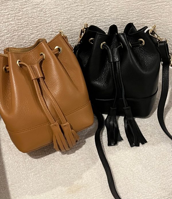 Leather bucket bag