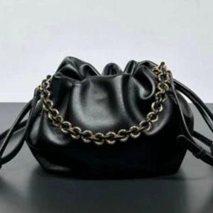 Small cinch leather bag- gold chain strap & leather strap