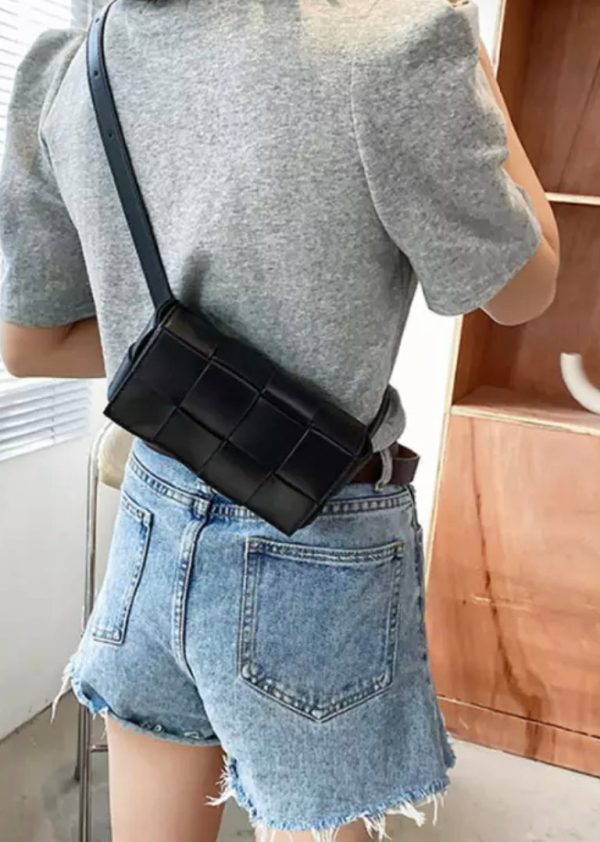 Quilted leather belt chest bag
